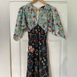 Topshop Floral Midi Dress